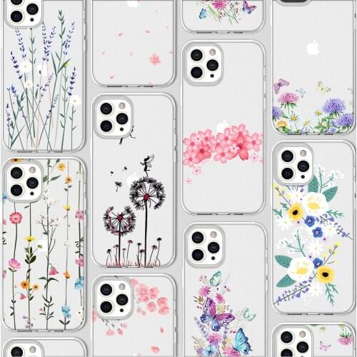 Ciciber Funda Case for Iphone 12 Case for IPhone 12 11 Pro XR 7 X XS Max Mini 8 6 6S Plus SE 2020 Silicone Plant Flower Floret