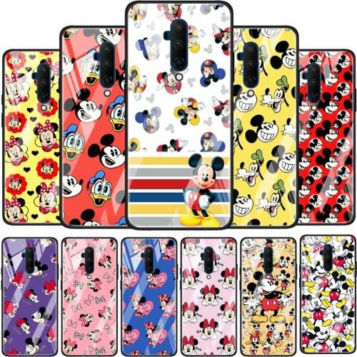 Lovely Mickey Disney Glossy Protection Cover for OnePlus 9R 9 8T 8 7T 7 Pro Nord Z 5G Luxury Tempered Glass Phone Case