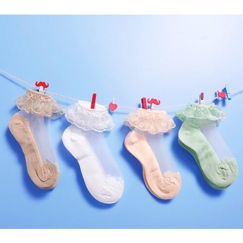 Kids Girls Socks Lace Princess Bobbysocks Candy Color Retro Sox Lace Ruffle Children Ballet Socks Cute Hosiery 2 Pairs