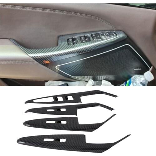 For Kia K7 Cadenza 2019 2020 Carbon Fiber Door Window Lift Switch Button Panel Cover Trim Decoration Car Styling Accessories
