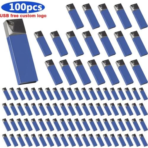 Bulk 100pcs free logo metal USB 2.0 pen drive 128gb 8gb usb flash drive 16gb 32gb 64gb pendrive usb stick waterproof Flash Drive