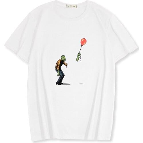 100% cotton short sleeve Mens t-shirt Funny Zombie print men women t-shirt Quality casual cool o-neck male tshirt tops