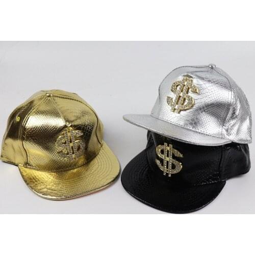 Metalen Gouden Dollar Stijl Men Baseballcap Hiphop Lederen Verstelbare Snapback Hoeden Voor Mannen En Vrouwen