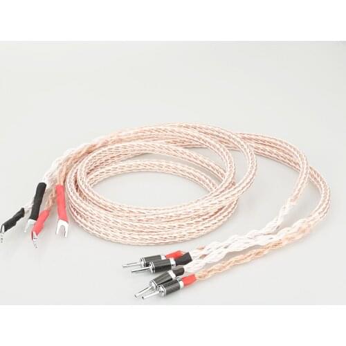 HI-End 12TC Speaker Cable OCC Copper Audiophile speaker cable HIFI Banana to spade loudspeaker cable