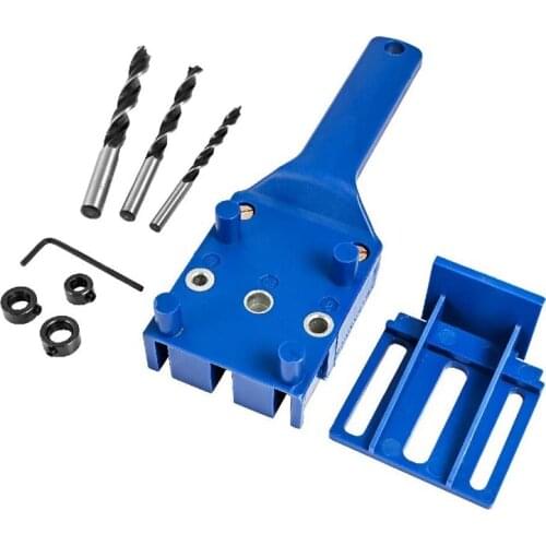 HLZS-8Pcs Woodworking Dowel Jig Pocket Hole Jig Wood Drilling Doweling Hole Saw Kit Dowel Pins Drill Bits