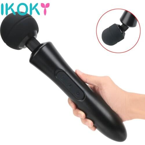 IKOKY 20 Frequency 8 Speed Powerful Magic Wand Vibrator Body Massage Vibrator Huge Head AV Rod Sex Toys for Women