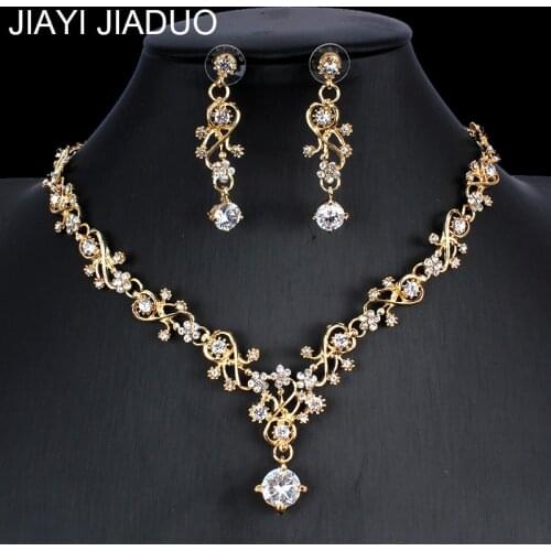 Jiayijiaduo African Jewelry Set for Women Wedding Jewelry Bridal Necklace Earrings Set Gold Color dropshipping