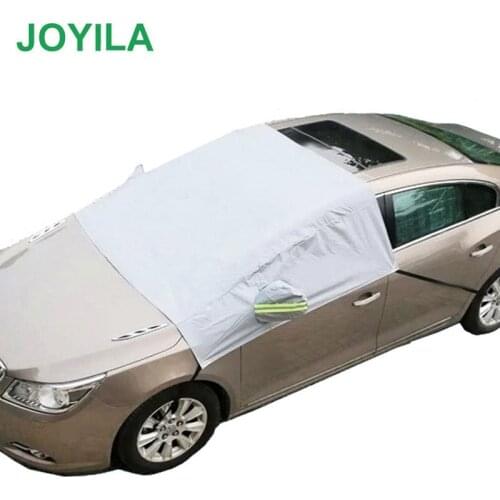 Joylia Snowproof Half Car Cover Snow Windshield Sunshade Sunscreen Silver Dustproof UV Protection Rainproof for Sedan