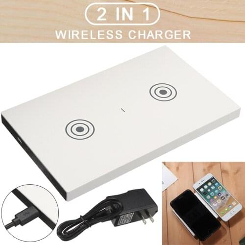 Mayitr 1pc Portable Dual Wireless Charging Pad Multi-functional Mobile Phone Charging Station For Car Home Office