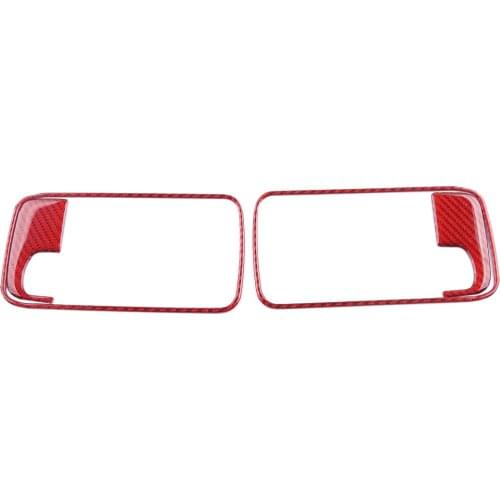 Left Right Carbon Fiber Red Interior Door Handle Panel Cover Trim Fit for Dodge Challenger 2008 2009 2010 2011 2012 2013 2014