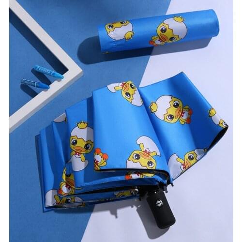 NEW Design Cartoon Folding Umbrellas Anti-UV Rainproof Automatic Umbrella Sun Protection Rainy Umbrella Blackcoating Parasol