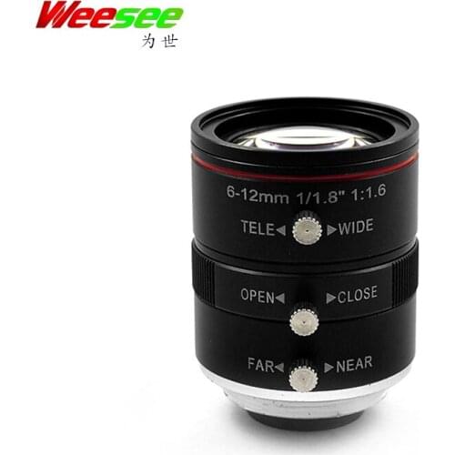 WS Industrial lens 6-12mm manual zoom C mount 1/1.8'' HD 3MP