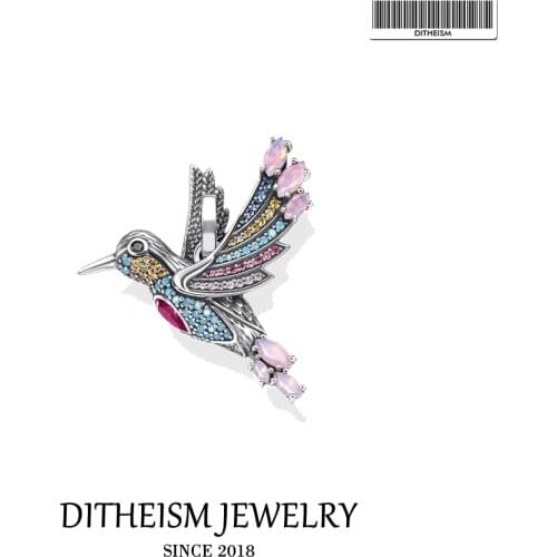 Pendants Colourful Hummingbird fit Necklace & Bags 2021 Brand New Fine Jewelry 925 Sterling Silver Cute Gift For Women Girls