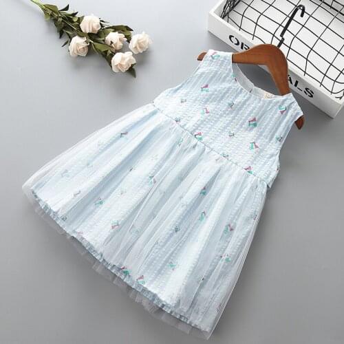 Girl casual dress Summer children cartoon clothing baby girls bow knot dresses for 2-7T kids sleeveless Clothes dress