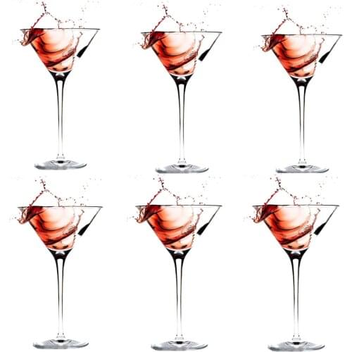 Transparent Unbreakable Acrylic Wine Glasses Set of 6 Polycarbonate Reusable Premium Quality Clear Series Cocktail Glasses