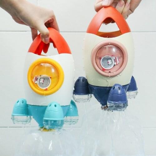 QWZ New Baby Spin Water Spray Rocket Bath Toys for Children Toddlers Shower Game Bathroom Sprinkler Baby Bath Toy for Kids Gifts