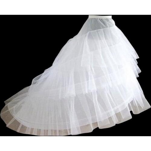 Real Image Wedding Underskirt White Tulle Sweep Train Crinoline Slip 3 Hoops Petticoat Plus Size Bridal Wedding Accessories