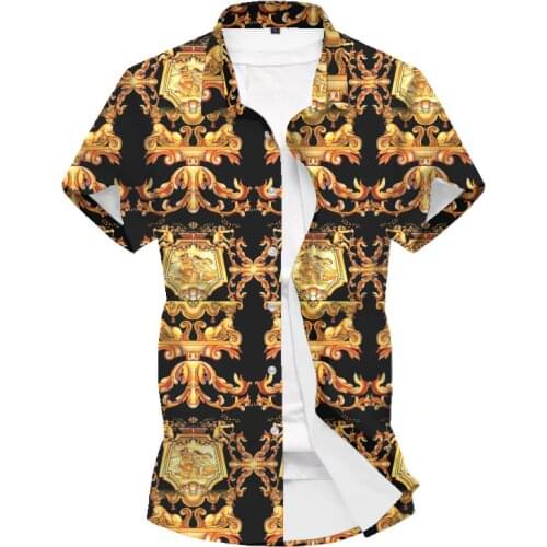 Men Shirt Mens Casual Slim Fit Shirts African Print Beach Camisas Tribal Festival Blouse Tops 3XL