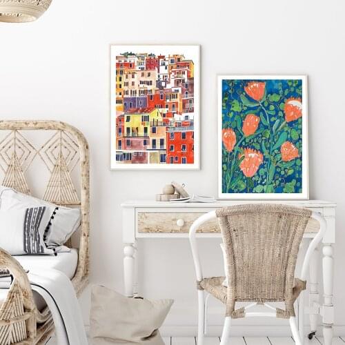 Nordic Abstract Plants Animal Posters Prints Coral Canvas Painting Tuxedo Cat Wall Art Pictures Interior Bedroom Home Decor