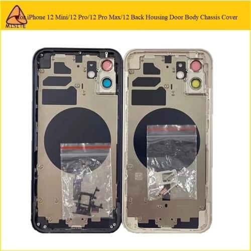 1Pc Back Housing Cover Replacement for iphone 12 Pro Rear Battery Door Chassis Middle Frame with Sim Tray Buttons Case