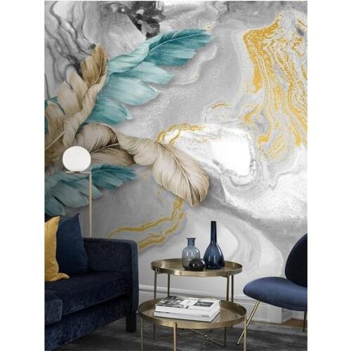 Wellyu Custom 3d modern fashion abstract hand-painted wallpaper tropical plant leaf mural fluid art light luxury papel de parede