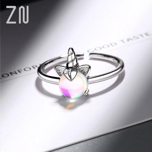 New High Quality Exquisite Color Colorful Moonstone Unicorn Opening Rings For Women Jewelry Accessories Party Gifts