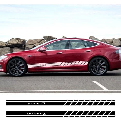 1Pair Car Door Waist Stickers Side Skirt Decals Body Stripe Trim Sticker Exterior Decoration for Tesla Model 3 Mode X S P100D