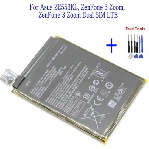 1x 5000mAh 19.2mAh C11P1612 Replacement Battery For Asus ZenFone3 Zoom ZenFone 3 Zoom S ZE553KL Z01HDA Dual SIM LTE + Tool