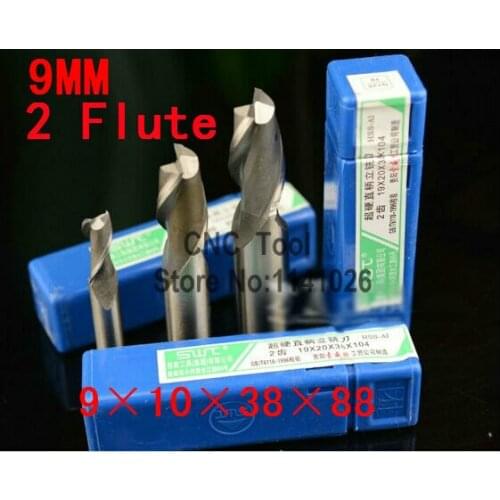 2pcs /set 9mm two 2 Flute HSS & Aluminium Extended End Mill Cutter CNC Bit Milling Machinery tools Cutting tools.Lathe Tool