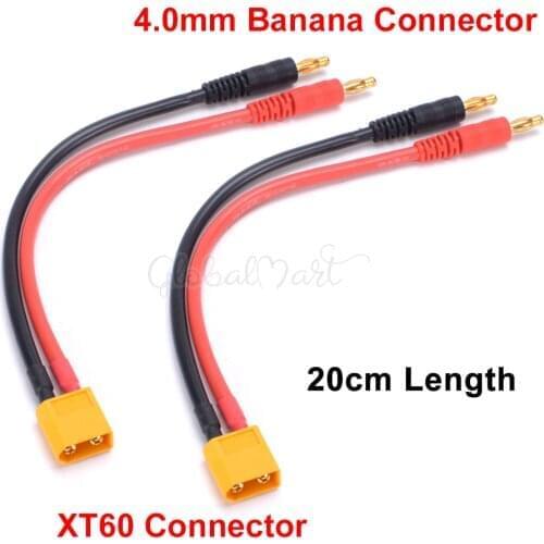 20cm XT60 Connector to 4.0 Banana Plug Balance Charge Cable Wire for RC Helicopter Quadcopter XT60 Lipo Battery Plug Charger