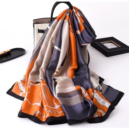 2021 Large Size Silk Shawl Wrap Pashmina Scarf Women Spring Summer Beach Stoles Design Print Female Foulard Scarves