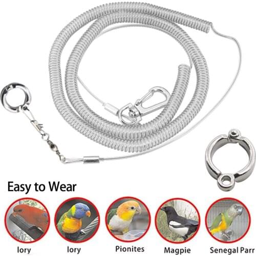 3M Flexible Bird Leash With Leg Ring Ultra-light Parrot Bird Harness Anti-bite Outdoor Flying Training Rope For Macaw Cockatiel