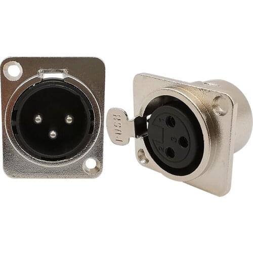 4Pcs 3 Pin XLR Male Female Panel Mount Chassis Connector XLR Plug Jack Socket Audio Microphone Connectors Metal Housing