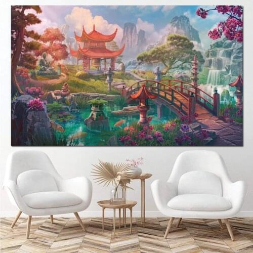 5D Diy Diamond Painting Abstract Scenery Pavilion Full Square rhinestone Embroidery Mosaic children living room Home Decoration