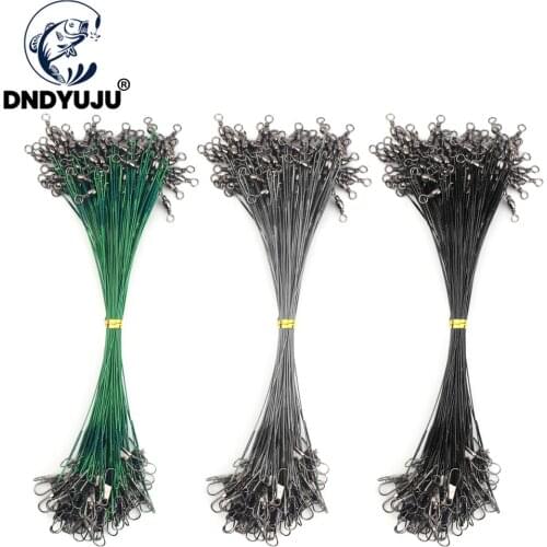 60PCS Anti Bite Steel Fishing Line Steel Wire Leader With Swivel Fishing Accessory Lead Core Leash Fishing Wire 15CM-30CM