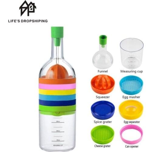 8pcs/set Multi-Function Kitchen Appliances useful kitchen tools egg masher cheese Grater The lemon press measures the cup funnel