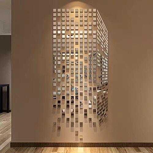 Freeshipping Cube Acrylic Mirror Wall Stickers Bedroom TV Wall 3D Wall Stickers Mosaic Background Stickers DIY Art Decor