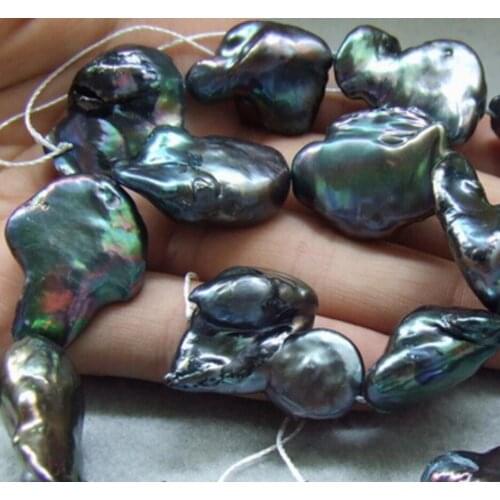 Free Shipping Black Freshwater keshi Pearl Baroque Loose Beads Strand 15"