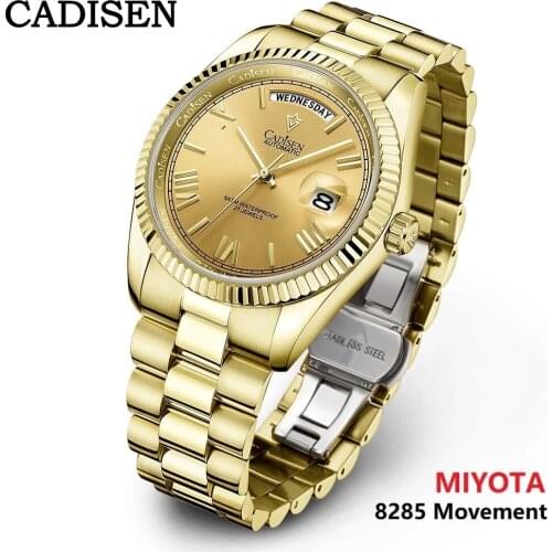 CADISEN Men Automatic Watch Sapphire Luxury Mechanical Wristwatch Stainless Steel Waterproof Watch Men MIYOTA8285 Japan Movement