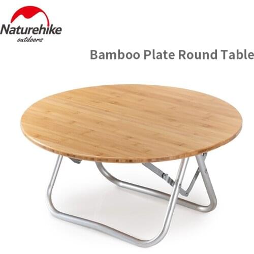 Naturehike Camping Outdoor Table Wooden Round Tourist Table Portable Folding Picnic Patio Picnic BBQ Camping Small Table