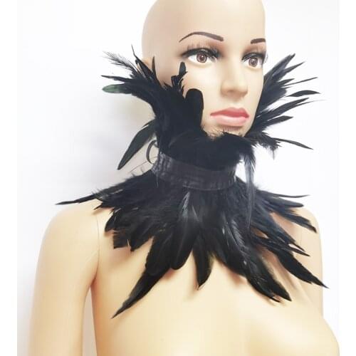 Gothic Feather Fake Collar Victorian Natural Black Feather Collar Choker Shrug Shawl Shoulder Wrap Cape Masquerade Party Cosplay