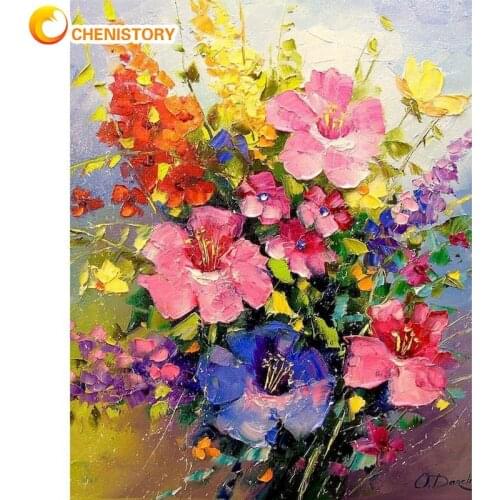 CHENISTORY Colorful Flower Oil Picture By Numbers Hand Painted Diy Gift 40x50cm Framed On Canvas Modern Home Wall Decor Photos