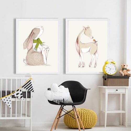 Nordic Cartoon painting combination photography Art Poster Spray Canvas Painting Wall Picture for Living Room Unframed