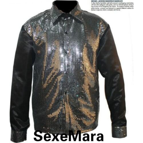 Rare MJ Michael Jackson Classic Sequin Shirt Motown Billie Jean in 1980s For Proformance Show Collection Imitation