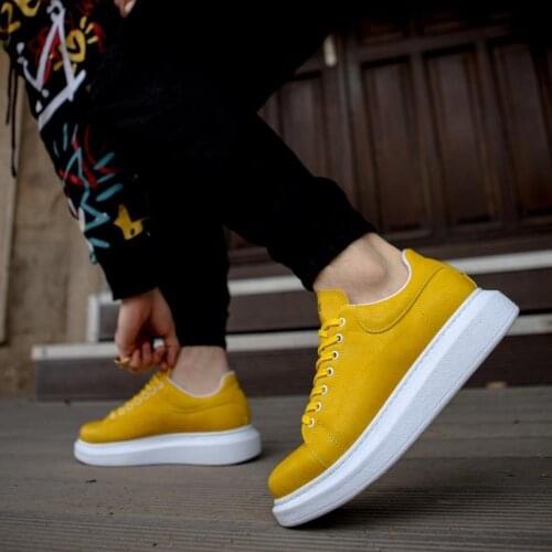 Knack High Base Daily Shoes 044 Yellow Male Seasonal Orthopedic Casual Base Style Sport Lace-Up Sneaker Spring and Summer Fashion