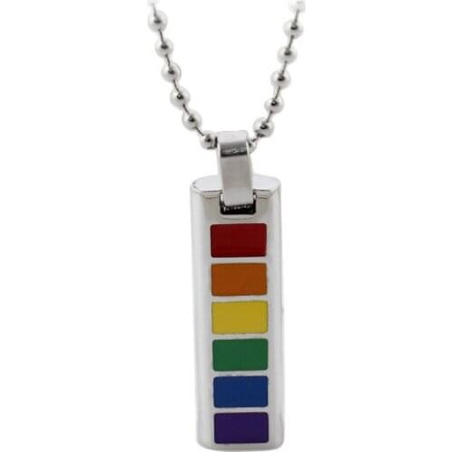 Hot Collares Collier New Rainbow Lesbian Gay Pride Victory Necklace Stainless Steel Lgbt Top Quality She Town Pendants Bijoux