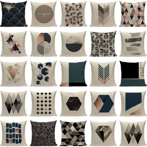 45x45cm Flax Bedding Decorative Pillow Covers Geometric Square Pillowcases Home Textile Pillow Cases Accessories