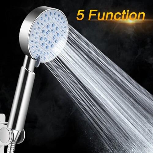 Multi-Layered Electroplated Five Function Handheld Shower Head Bathroom Accessories Round ABS Nozzle Filter Shower head holder