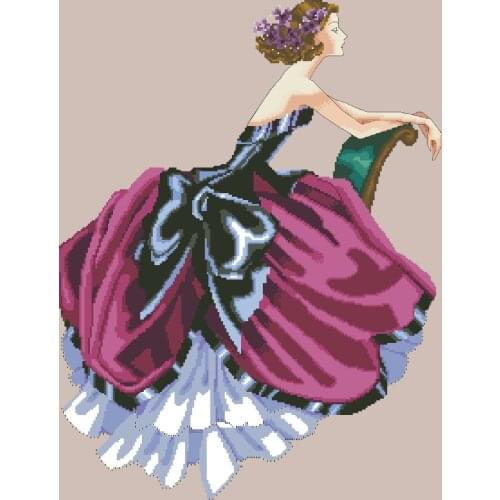 Fairy lady on chair cross stitch kit people cotton silk thread 18ct 14ct 11ct linen flaxen canvas embroidery DIY needlework