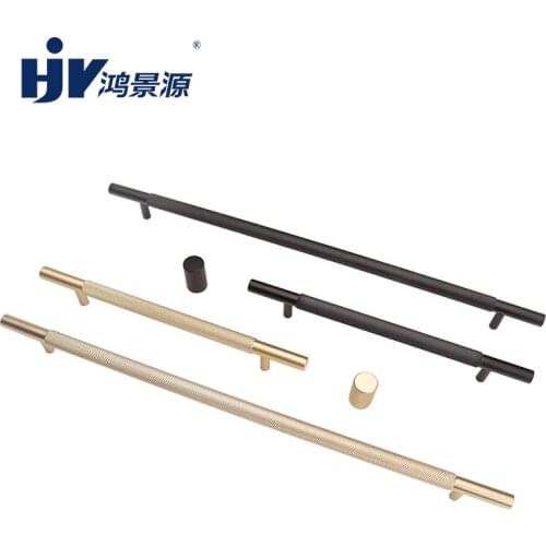 HJY Knurled Wardrobe Door Handles Knobs Gold/Black Furniture Kitchen Hardware Cabinet Pulls House Decoraion Aluminual A147